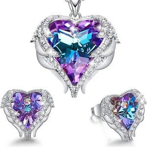 Angel Wing Heart Necklaces and Earrings